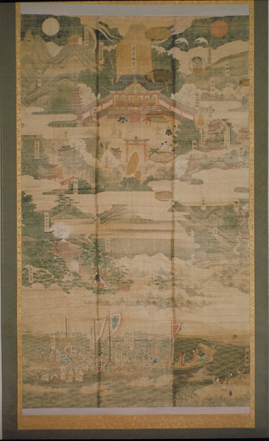 絹本淡彩金立神社縁起図　一幅